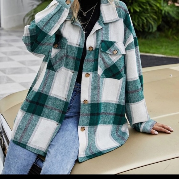 New flannel button down plaid jacket or top - Picture 3 of 5